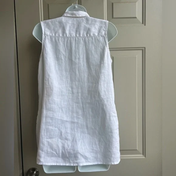 J Jill Love Linen Top – Size S petite White, Sleeveless with Side Buttons - Picture 6 of 8
